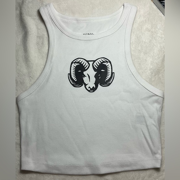 Women’s Tank Crop Top with Dark Navy Ram Design Size Small New without Tags - Picture 1 of 3